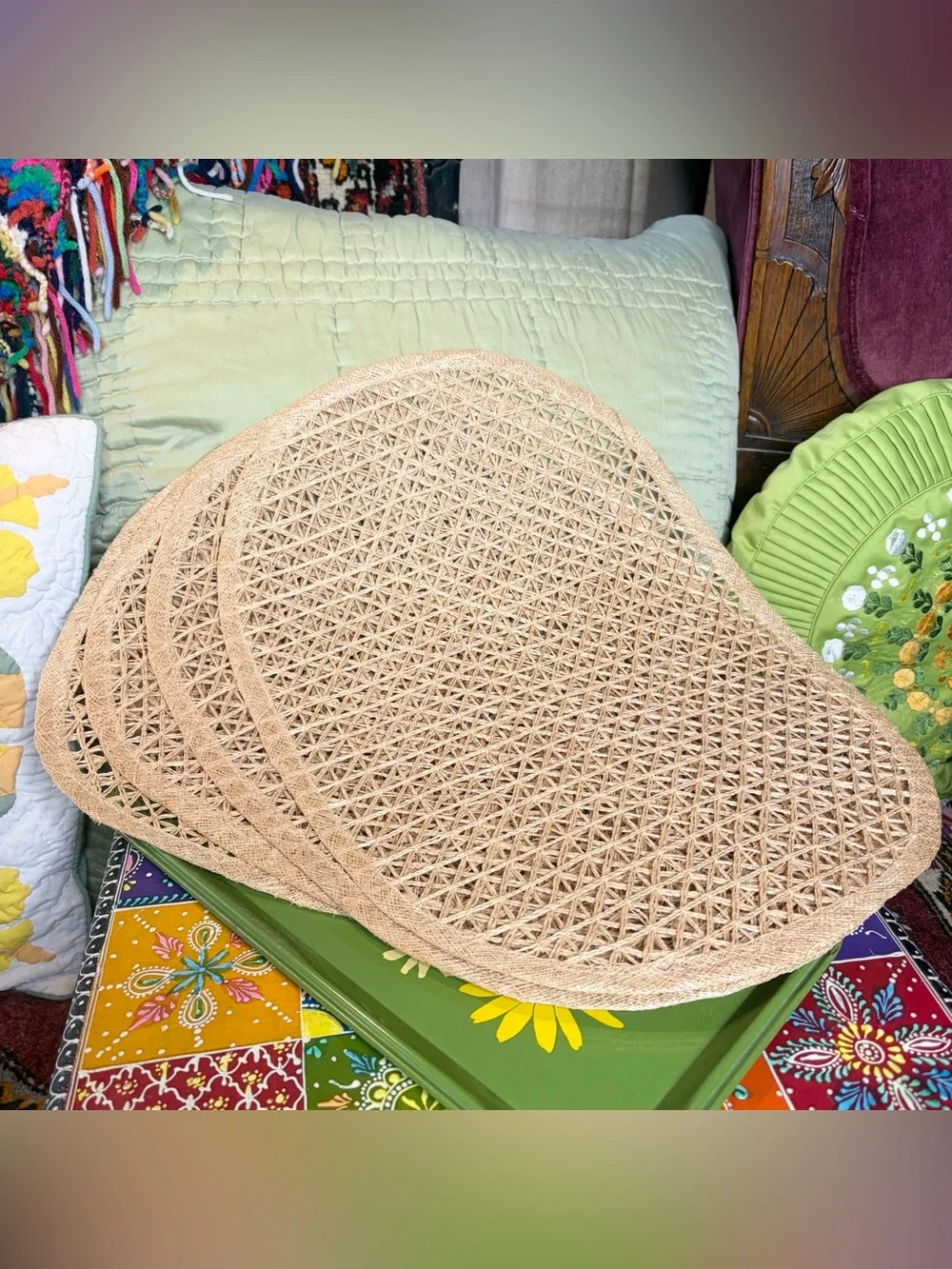 Natural Fiber Woven Placemats Set of 4